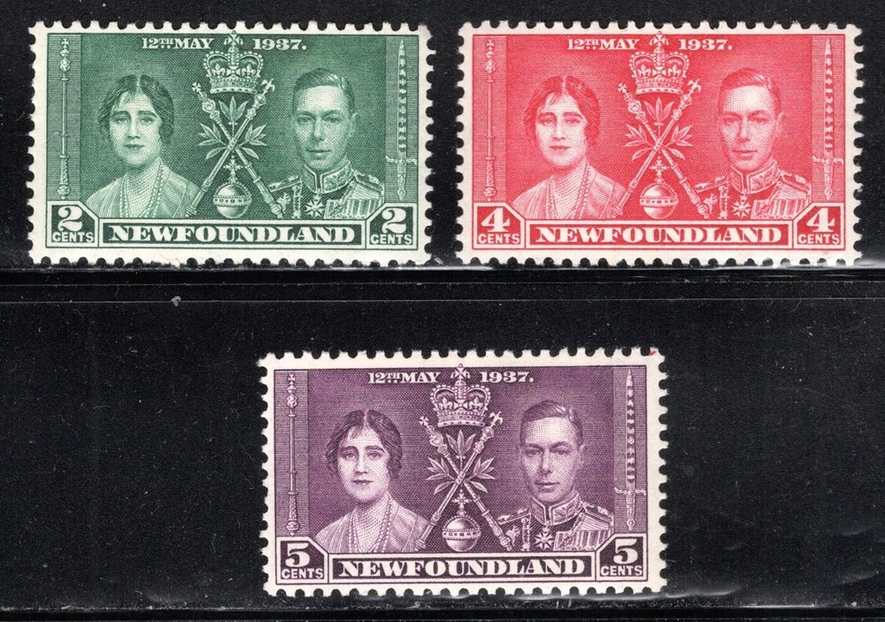 Newfoundland Stamp Scott #230-232, Coronation Issue, OG, MLH, SCV$7