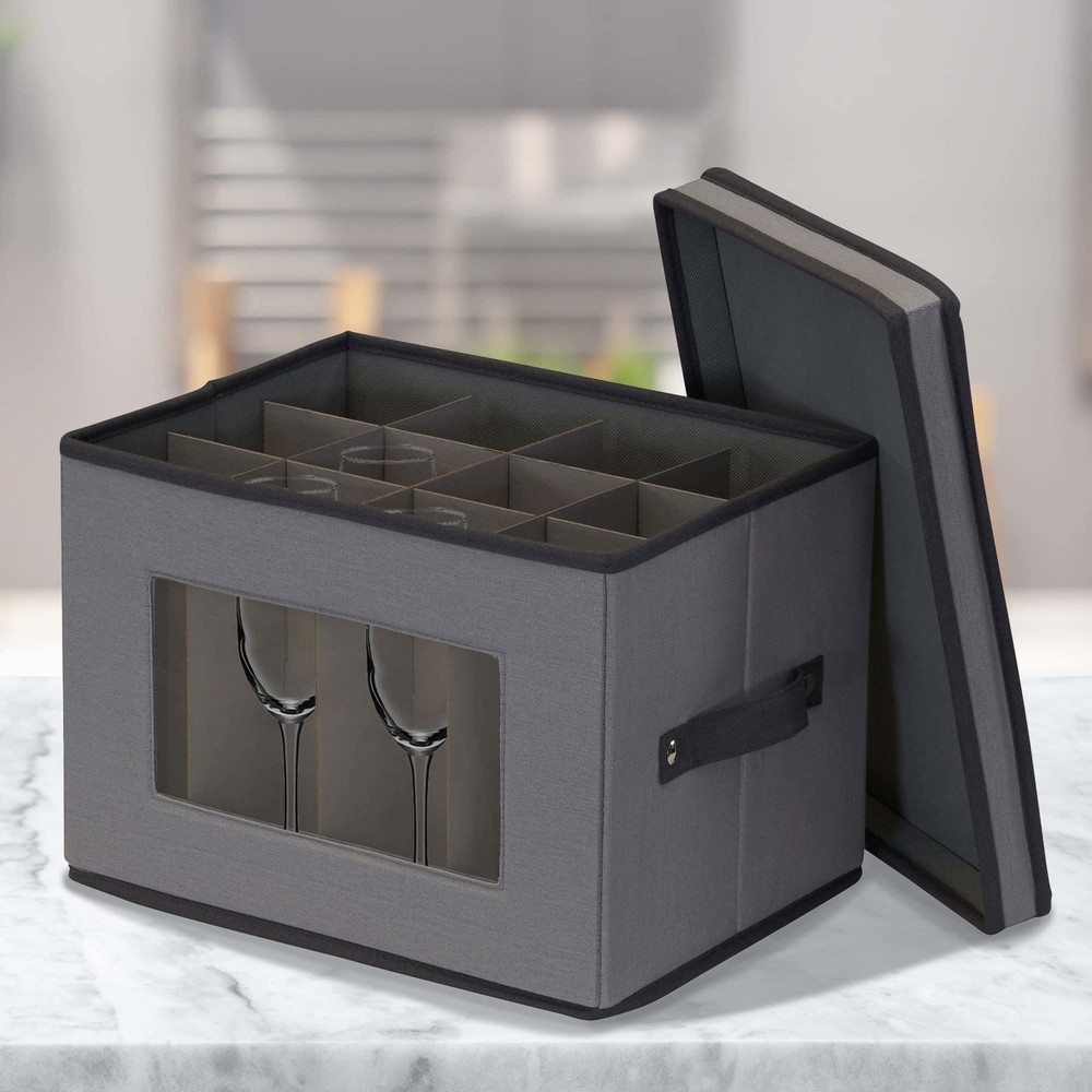 Champagne Flute Storage Box 12 Sturdy Compartments Windowed Front Panel 2 Rivete