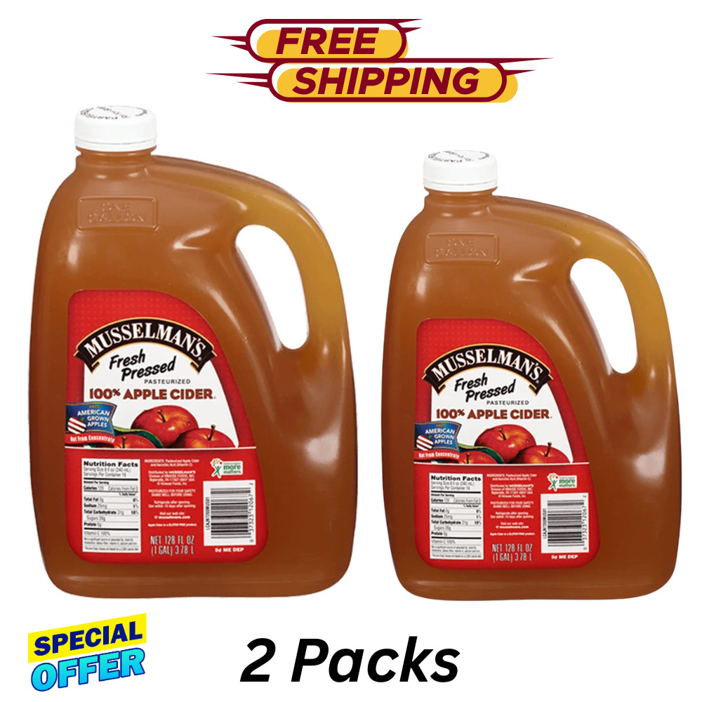 Musselman's 100% Apple Cider, Fresh Pressed, 128 fl oz Jug - 2 pacls
