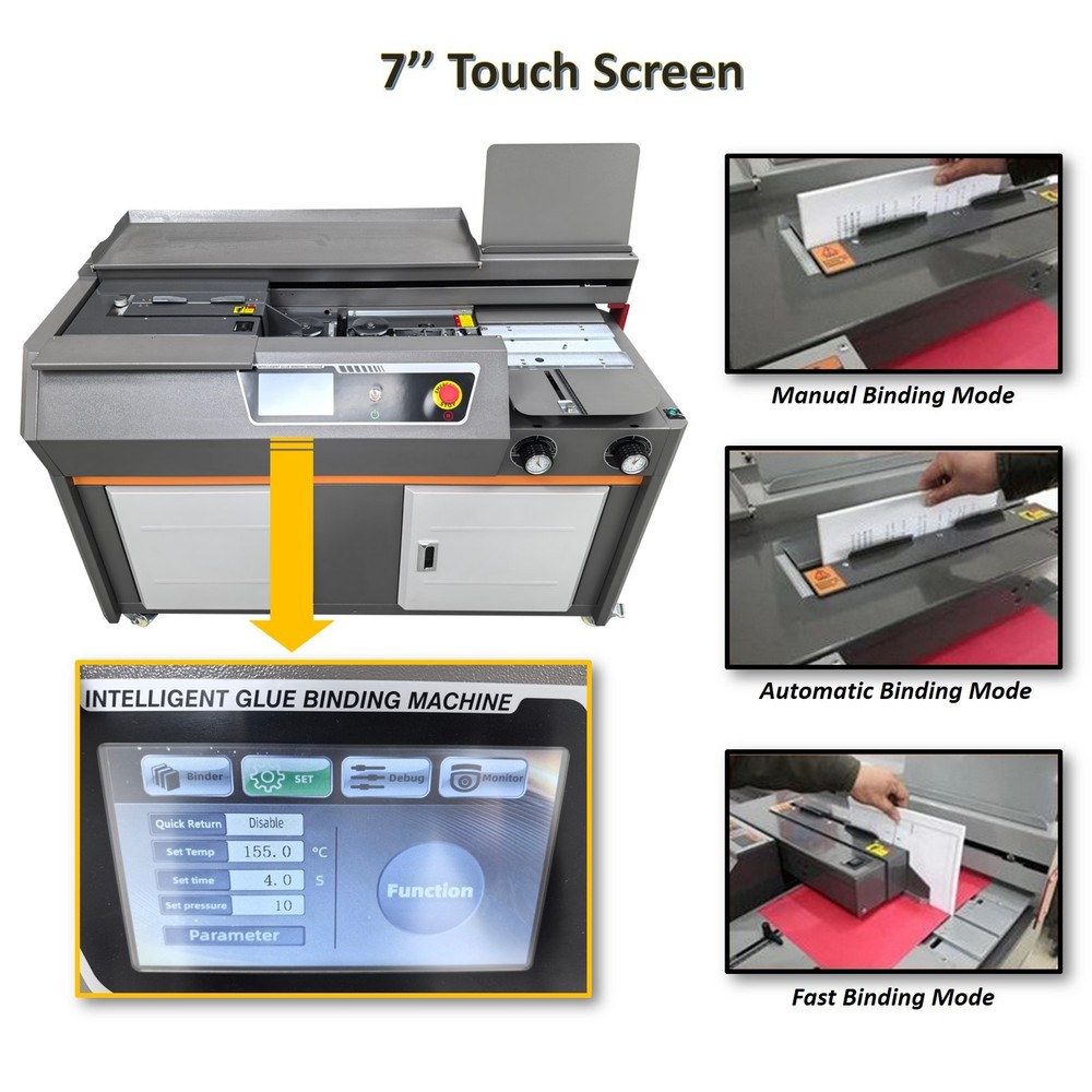 220V 1.9KW A4 Automatic Perfect Binding Machine with 7'' Touch Screen for Office