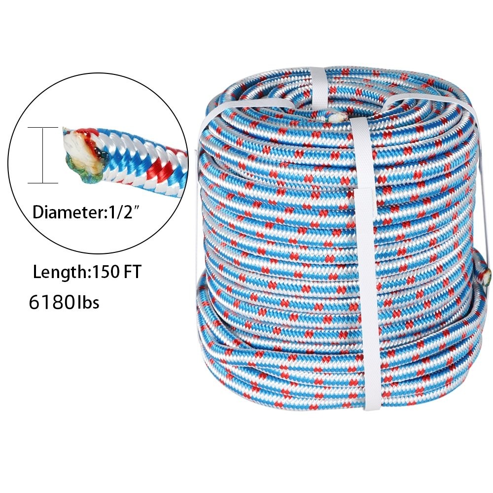 Double Braid Polyester Nylon Arborist Tree Rope 16 Strand 1/2"×150'
