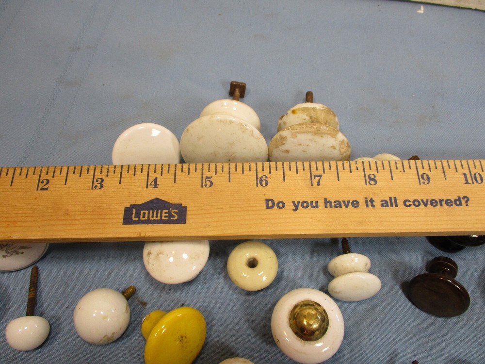 23 Porcelain Knobs / Pulls - Antique & Vintage - Nice, Worn, Used Condition