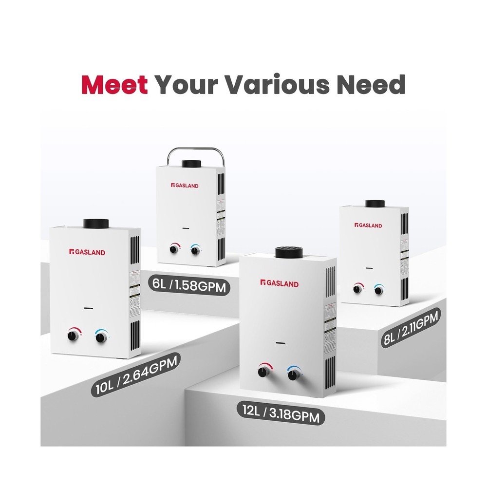 GASLAND BS158 Outdoor Portable Gas Water Heater 1.58GPM, 6L Propane Tankless ...