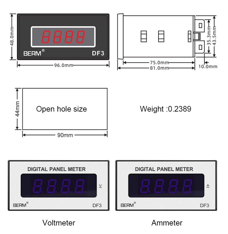 DF3 Series Voltage Current Test Meter DC/AC Voltmeter Ammeter Digital Display
