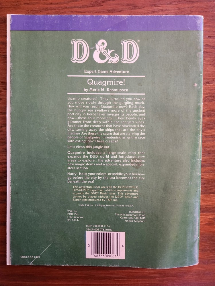 X6 Quagmire! adventure module D&D TSR Basic Dungeons Dragons BECMI 1984 EX