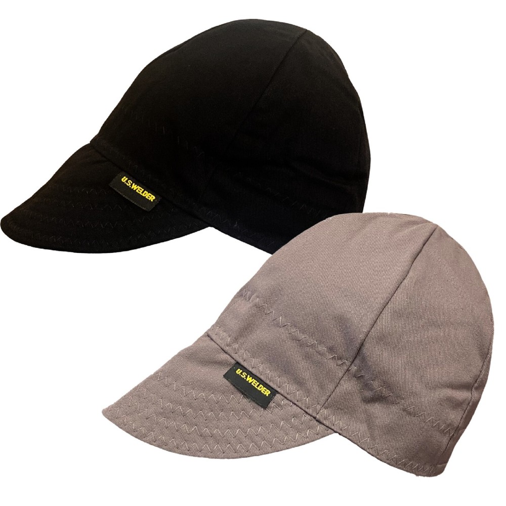U.S. Welder SOLID BLACK & GREY bundle Reversible Welding Caps SET