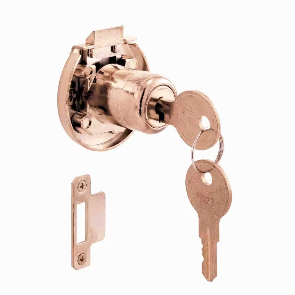 Brass Spring-Loaded Keyed, Surface Mount Cabinet Lock