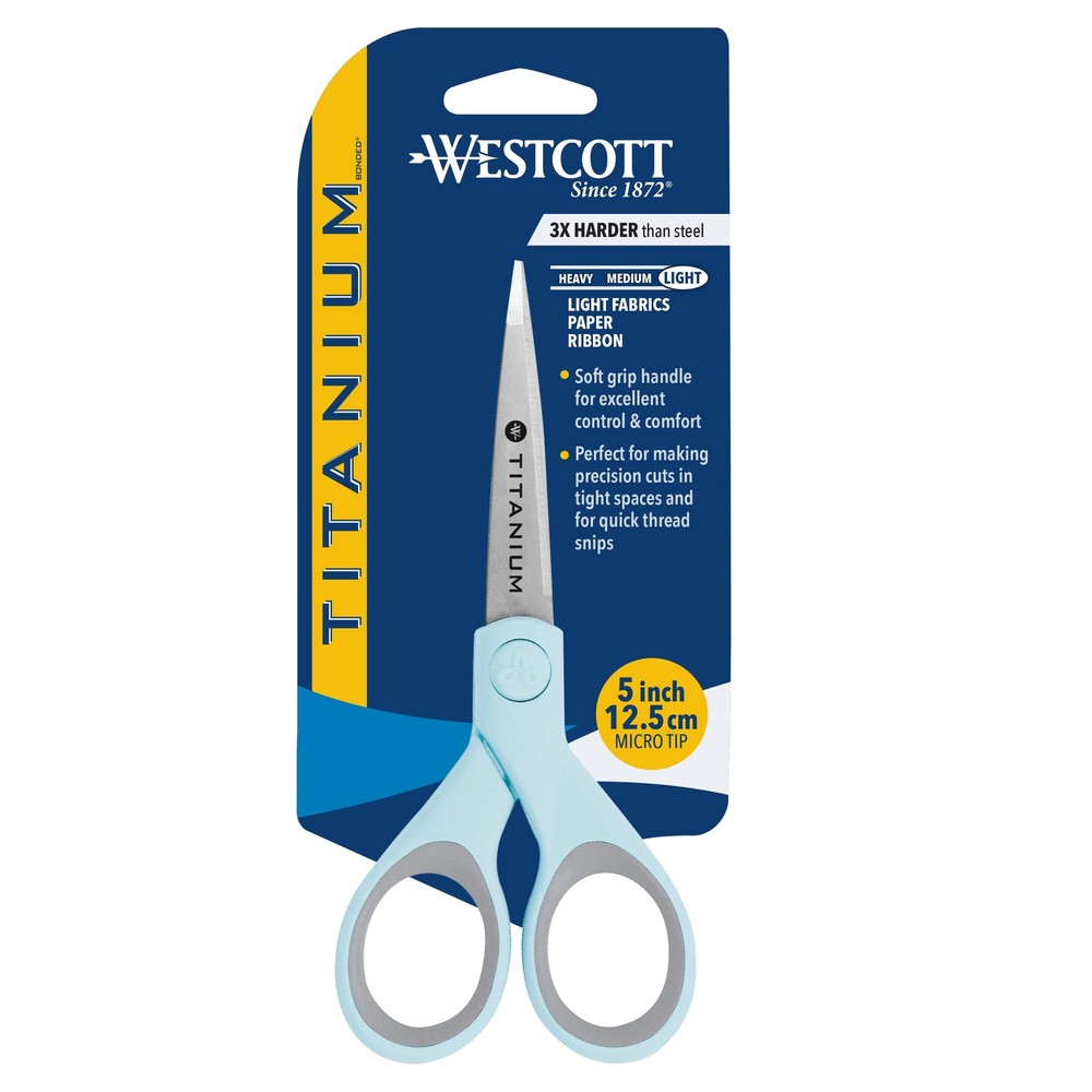 Titanium Bonded Micro-Tip Crafting Scissors, Light Blue Precision Sewing and