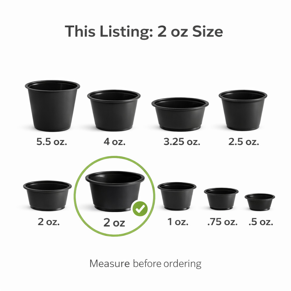 Choice Black Plastic Souffle Cup / Portion Cup - 2 oz. - 2,500/Case