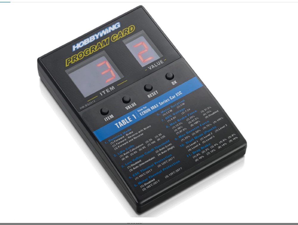 Hobbywing Program Card for Speed Controller ESC Open Box