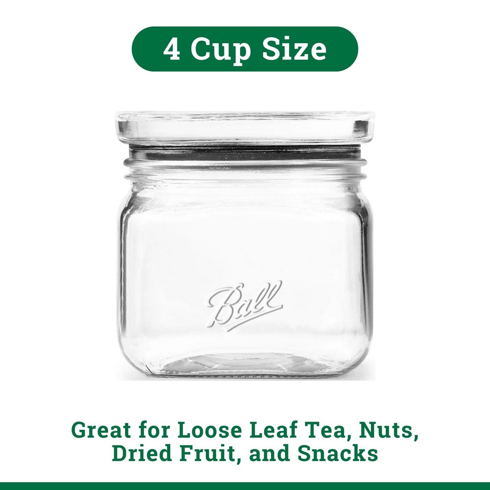 (2 pack Quart Glass Jar W/ Glass Lid 4 Cup Stackable Pantry Storage Container