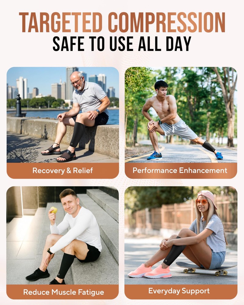 TheraCopper Copper Calf Compression Sleeve — Premium Copper Compression Shin Sle