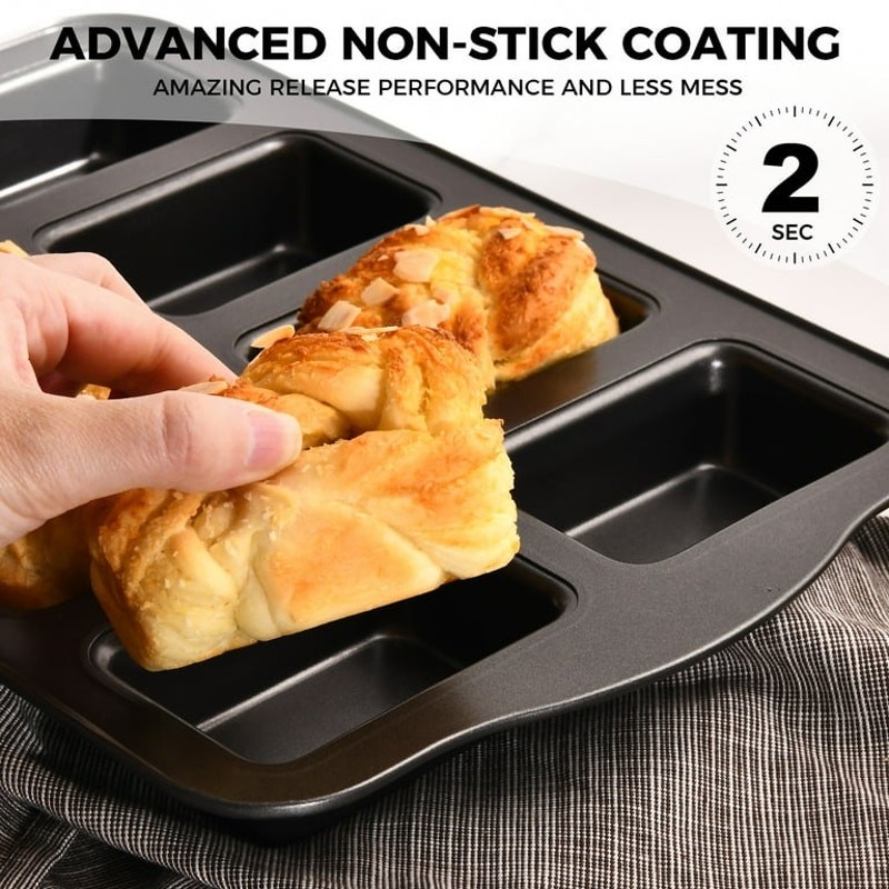 Mini Loaf Pans 8-Cavity, 2 Pack Nonstick