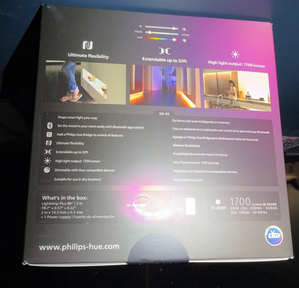 Sealed: Philips Hue Bluetooth Smart Lightstrip Plus 2m/6ft Base Kit