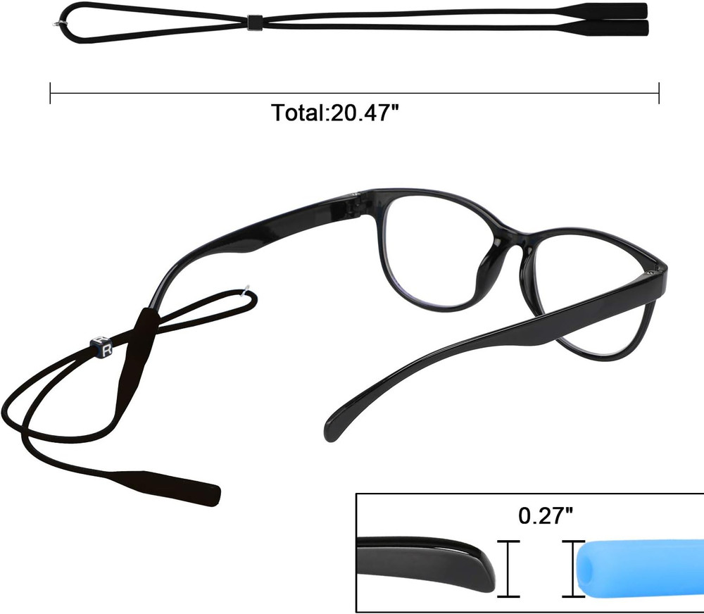 Adjustable Eyeglasses Strap Eyewear Retainer 12 Pack with Glasses Cleaning Cloth