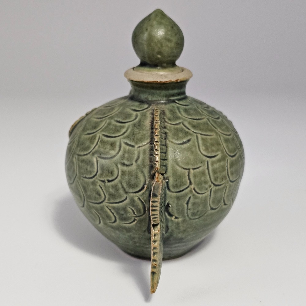 Vintage Celadon Glazed Toad Water Pot 4" H