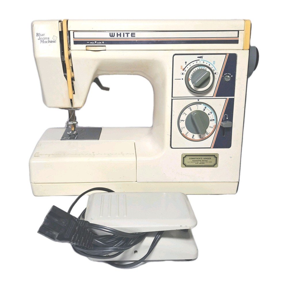 WHITE MODEL 1599 Precision  ZIG ZAG Blue Jeans Sewing Machine Vintage WORKING