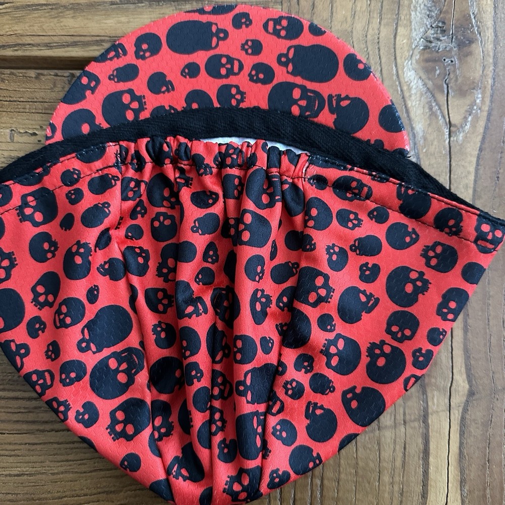 SOLID RED BLACK SKULLS HEX-TEK® Wicking Polyester Team Cycling Cap FREE SHIP !!