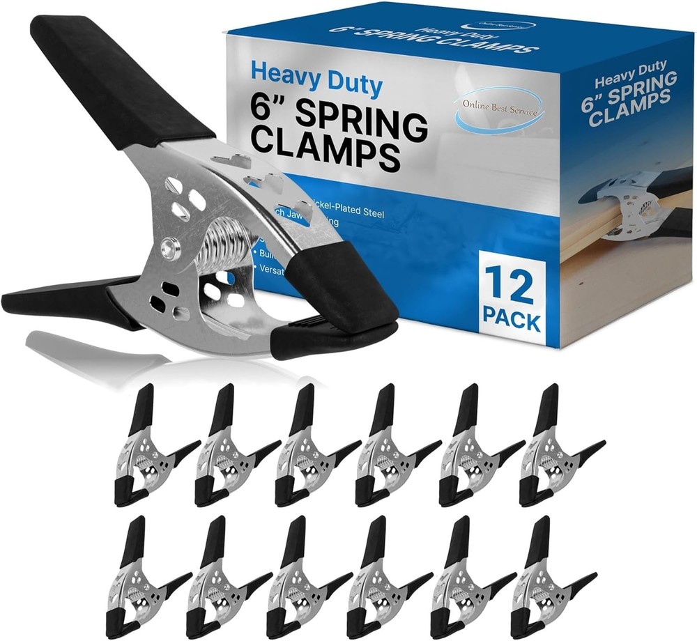 Rust-Resistant Spring Clamps - 3" Jaw, 12 Pack