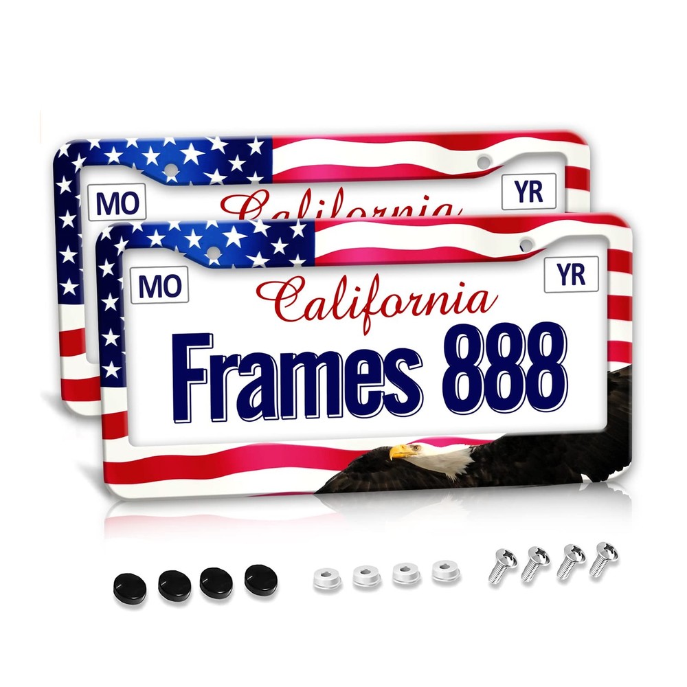 American Flag License Plate Frame 12.3 x 6.3, Eagle Frames