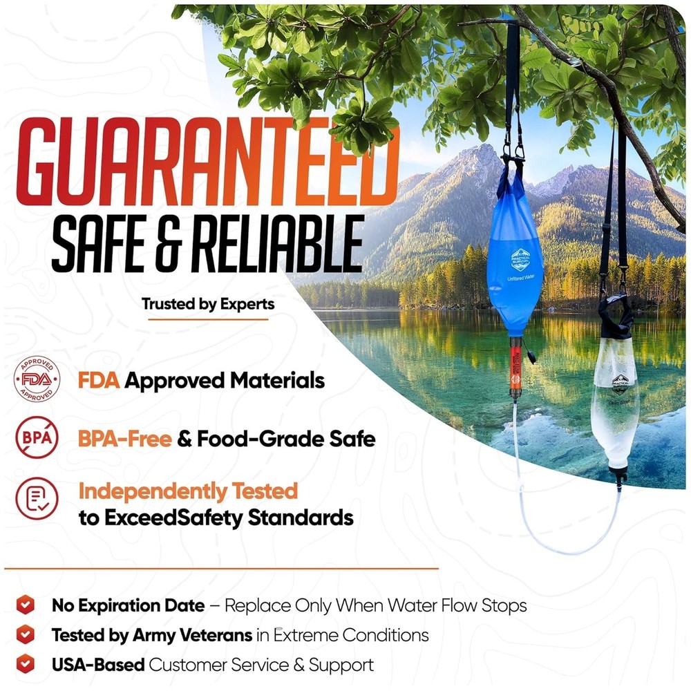 High Capacity Gravity Water Filter System with 2 Lightweight Hanging Bags - 6...