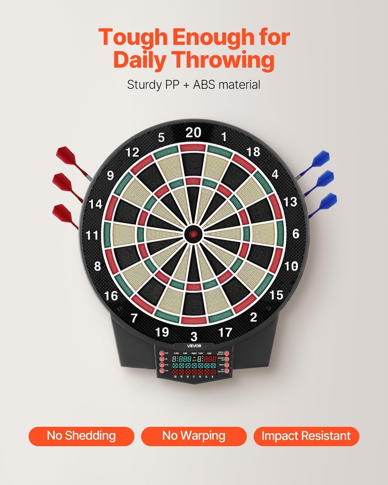 VEVOR Electronic Dart Board, 15.5" Target, 43 Games, 320+ Variations, 8 Player