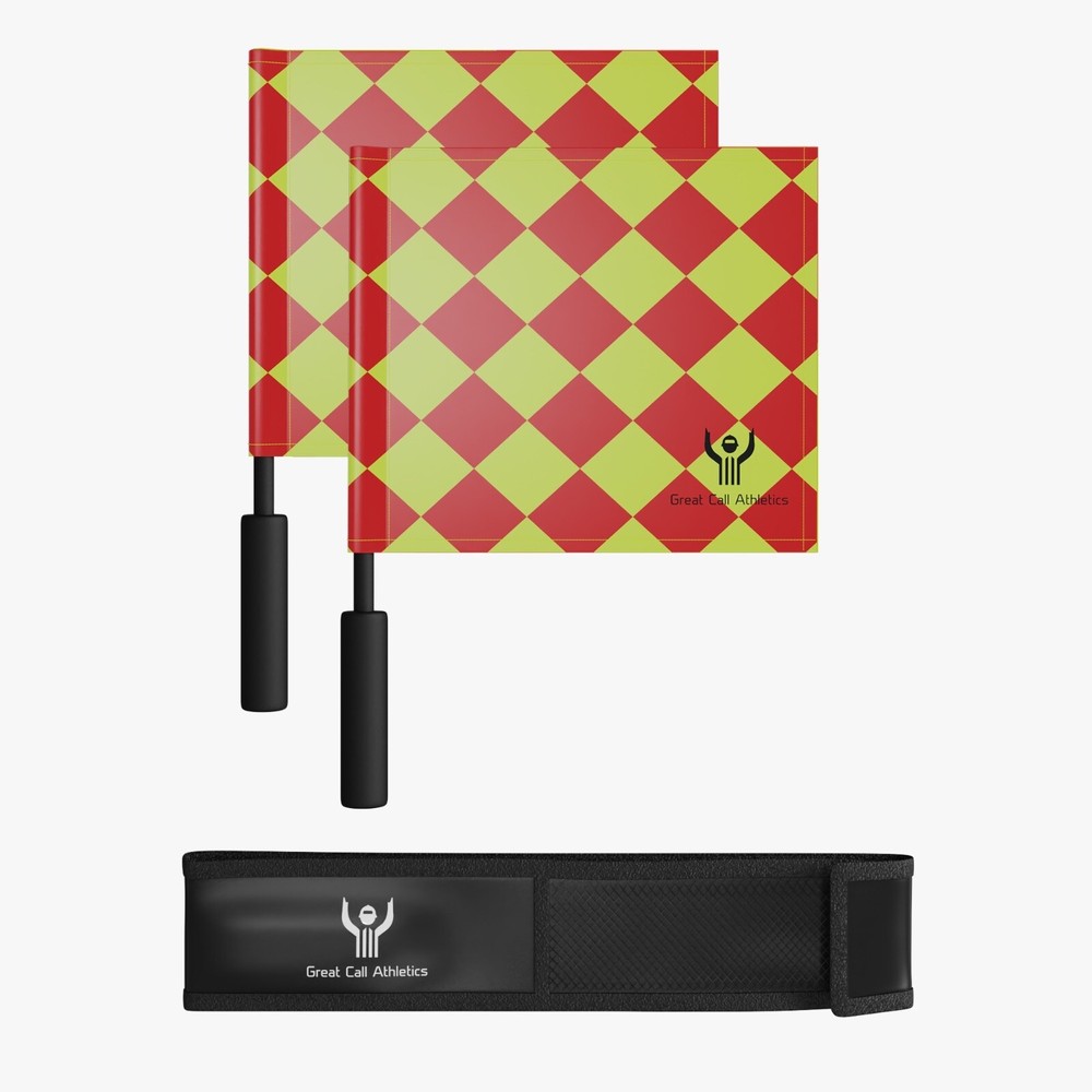 Great Call Soccer Referee Flag Pro Set Head Linesman Red Yellow Flags Free Case