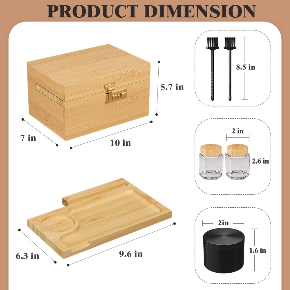 bamboo box, locked storage decorative box with combination lock, wooden lock ...