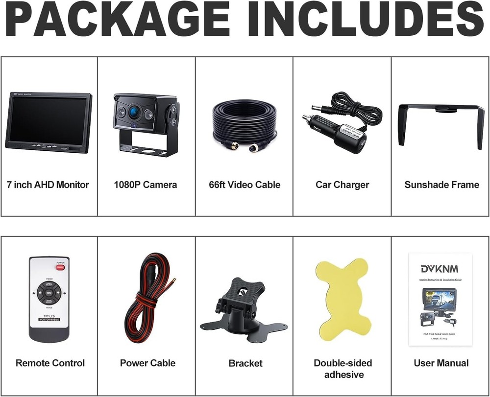 Versatile Rearview Camera System with Weatherproof Design - 50ft Night Vision