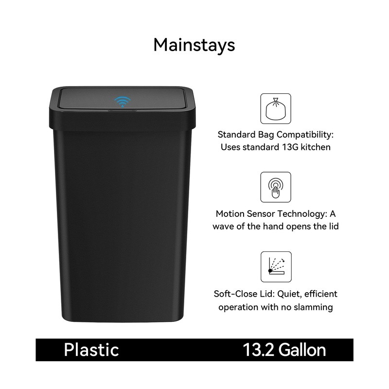 Touchless Motion Sensor Kitchen Trash Can 13 Gallon Automatic Garbage Bin New