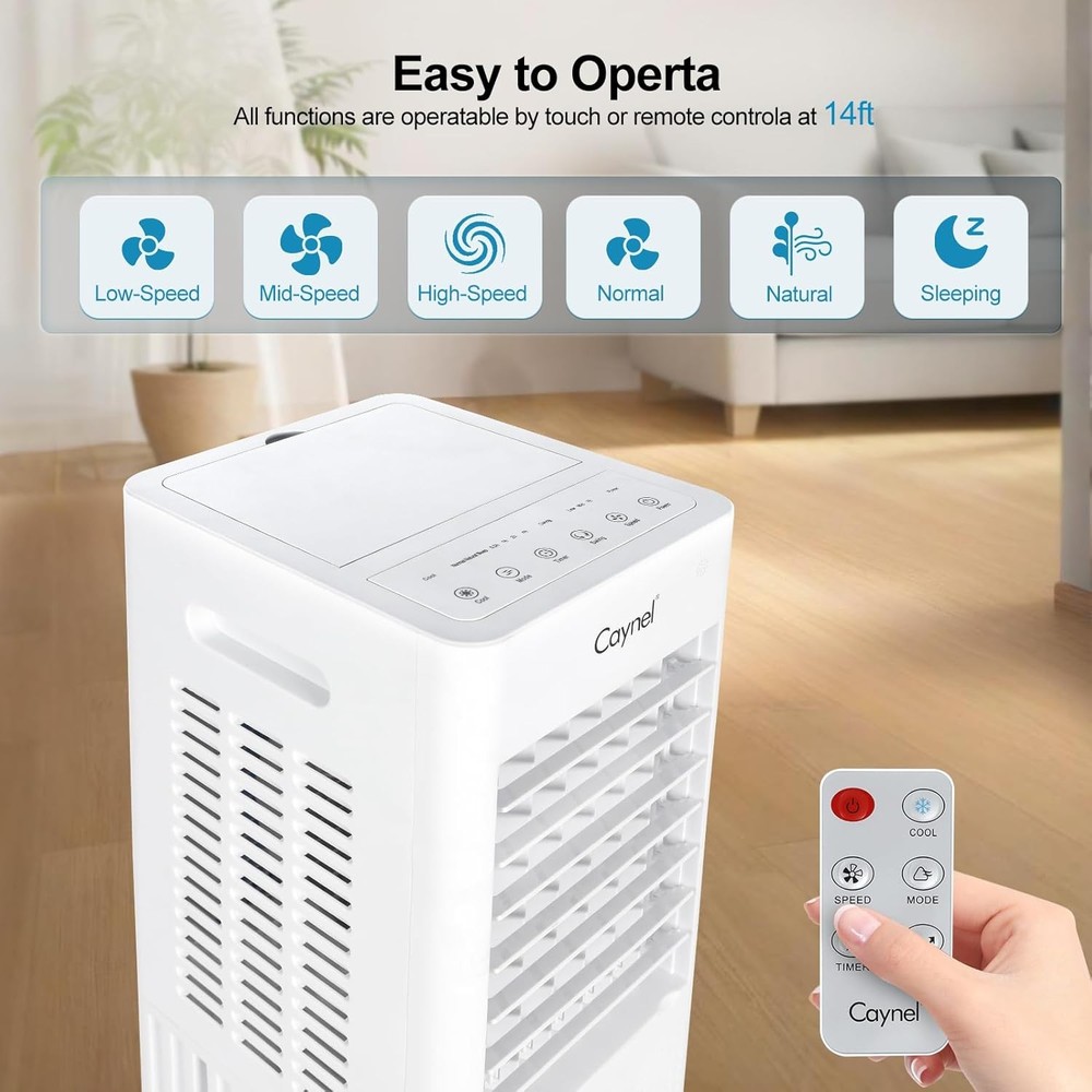 Portable Air Conditioners w/Remote, 4 Modes & 3 Speeds,Waterless Alert System