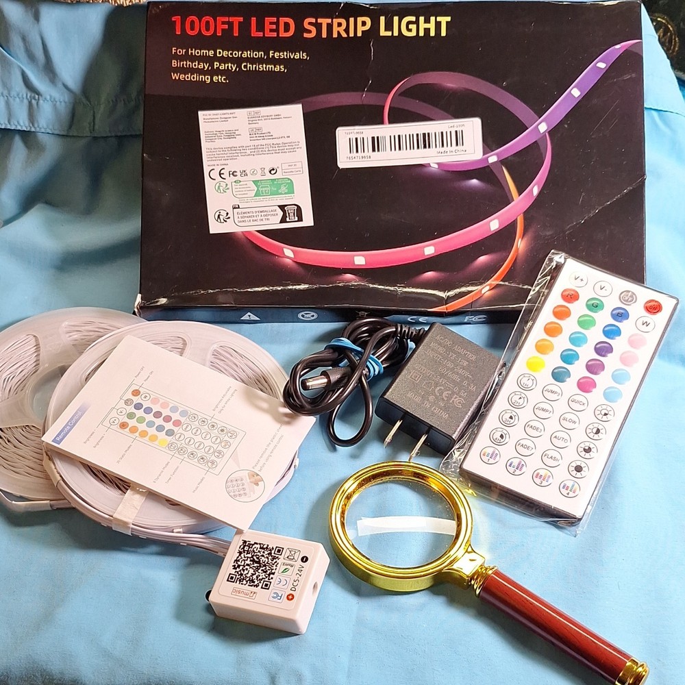 Jmusic 100ft Multicolor LED Light Strip Remote App Control Music Modes Timer