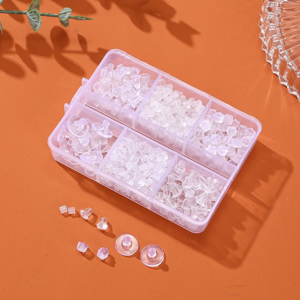 600 Pcs Silicone Earring Backs – 6 Styles Soft Hypoallergenic for Studs