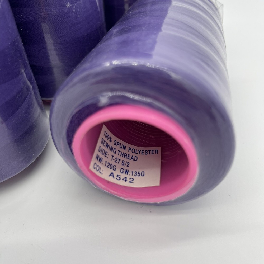 12 Big Spools VIOLET #542 Serger Sewing Machine Thread 6000 YARDS/ Cone T27 S/2