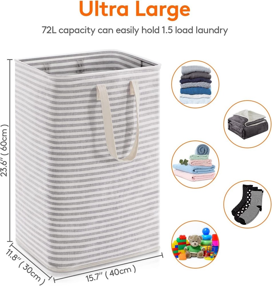 Brand New Laundry Hamper 2 Pack Grey Collapsible Waterproof