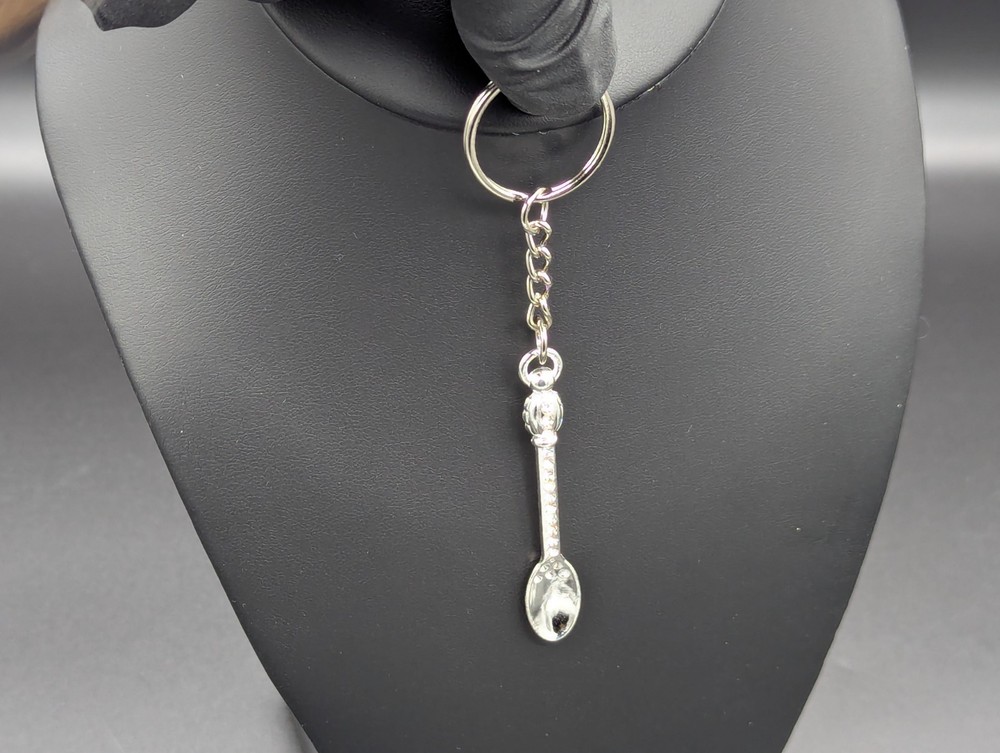 Chrome Bling Mini Party Big Bump Spoon Keychain Keyring Accessory
