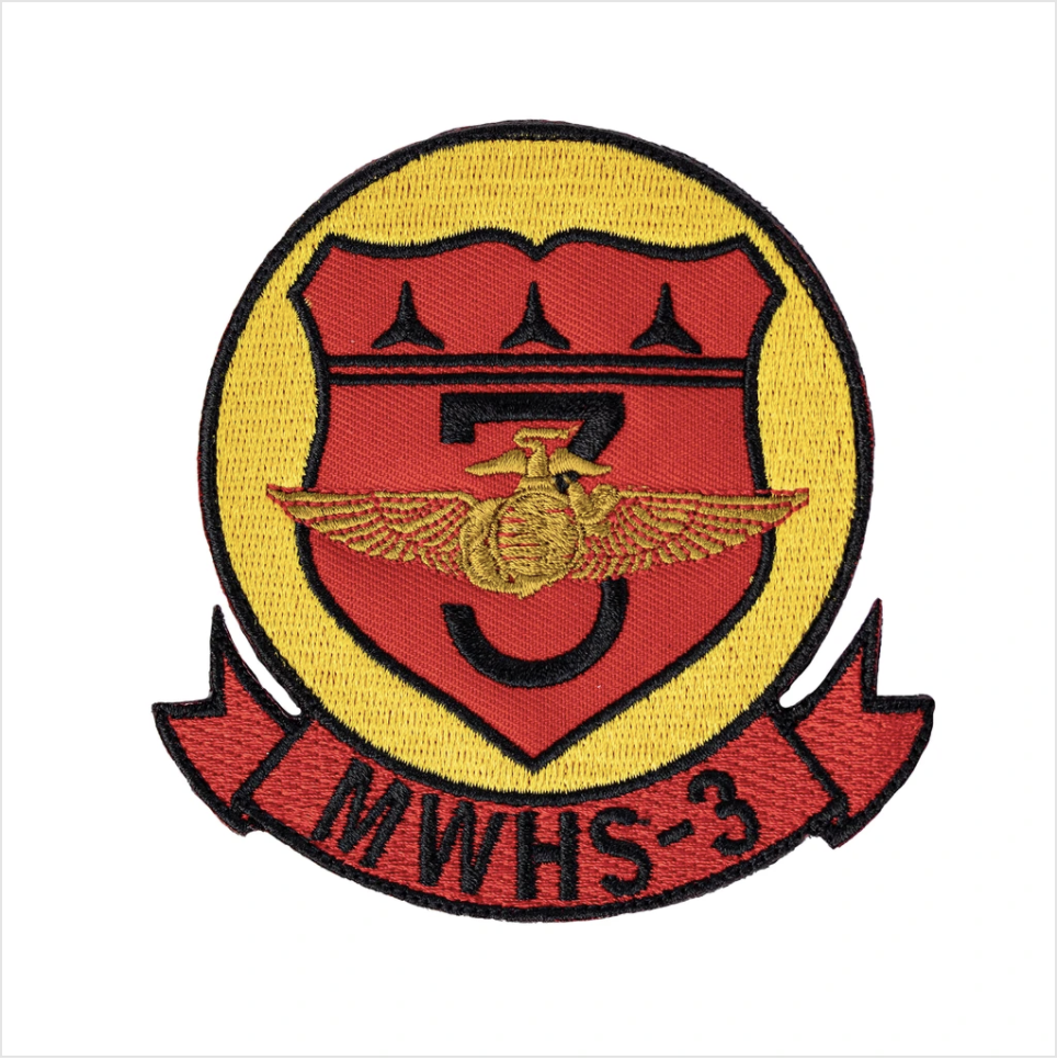 GENUINE U.S. MARINE CORPS PATCH: MWHS-3 - COLOR WITH HOOK CLOSURE