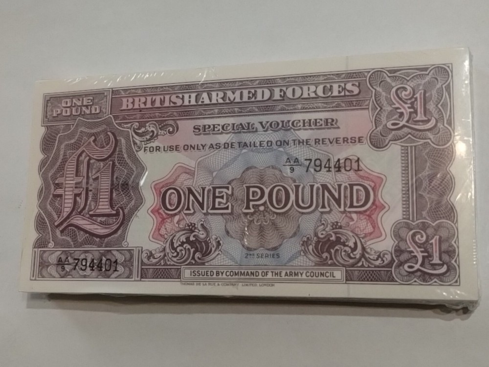BRITISH ARMED FORCES POUND CURRENCY NOTES SPECIAL VOUCHER UNCIRCULATED SET LOT