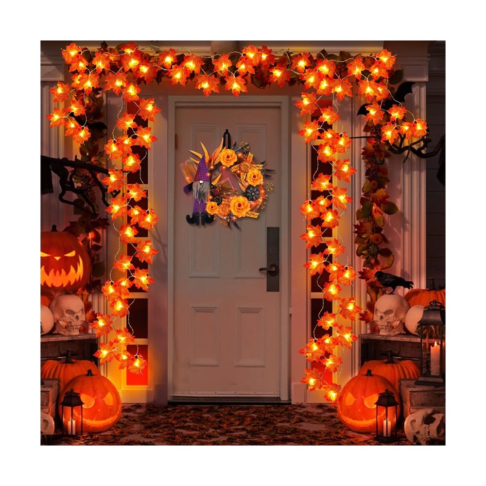 TURNMEON 2 Pack Fall Decor Enlarged Maples Leafed Halloween Fall Decorations ...
