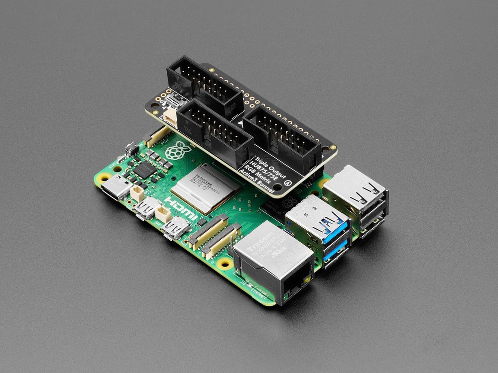 Adafruit Triple LED Matrix Bonnet for Raspberry Pi, HUB75, 6358