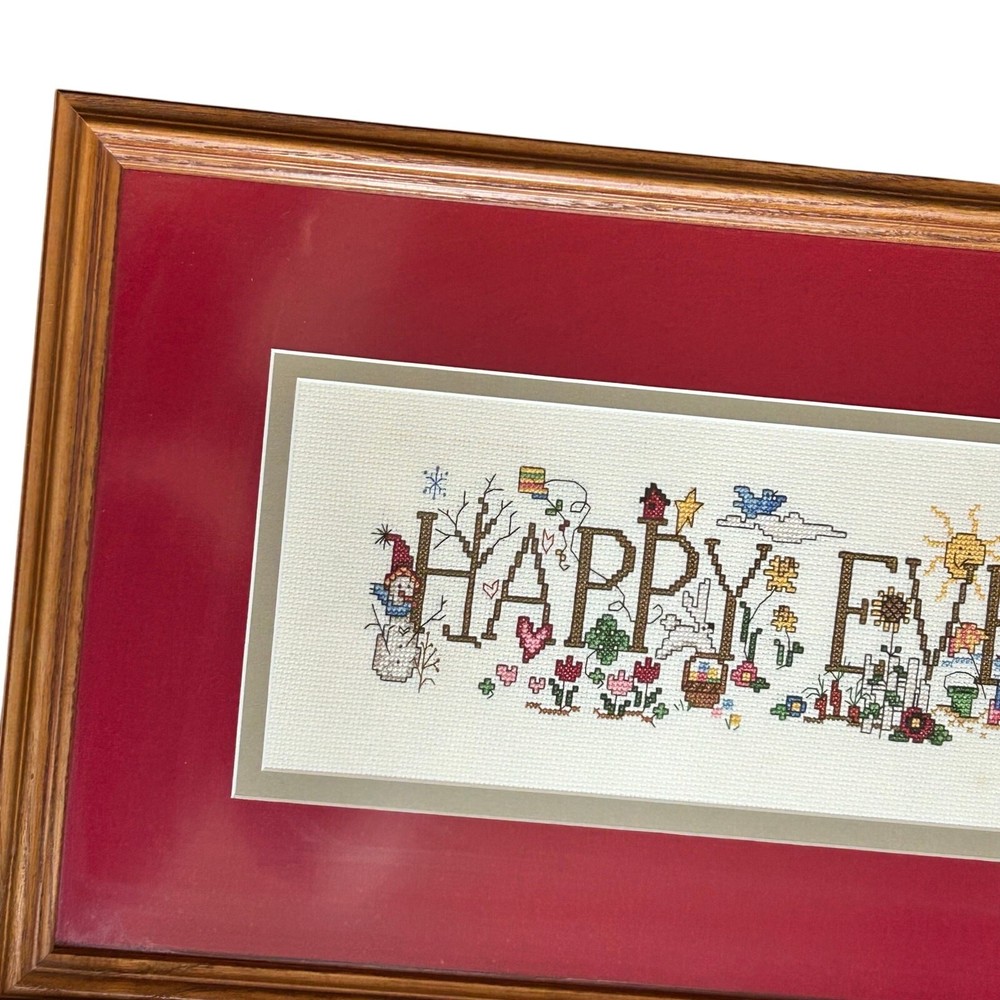 Imaginating Happy Everything Cross Stitch Diane Arthurs finished framed