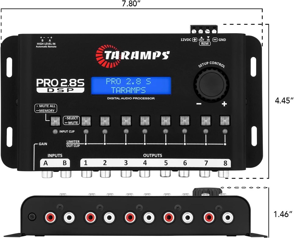 Taramps Pro 2.8S DSP Crossover Full Digital Signal Audio Processor and Black