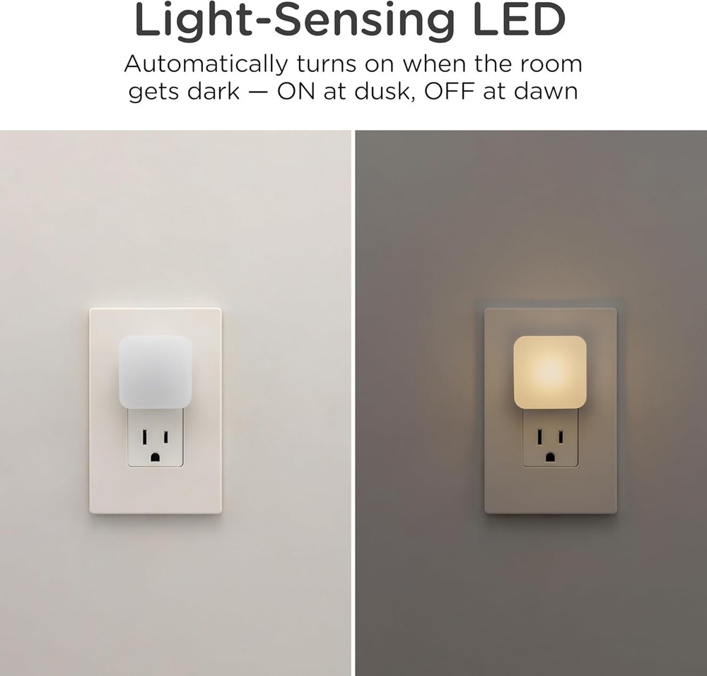 Lights by Night Mini Square LED Night Lights Plug Into Wall, 1Pack,4Pack,6 Pack,