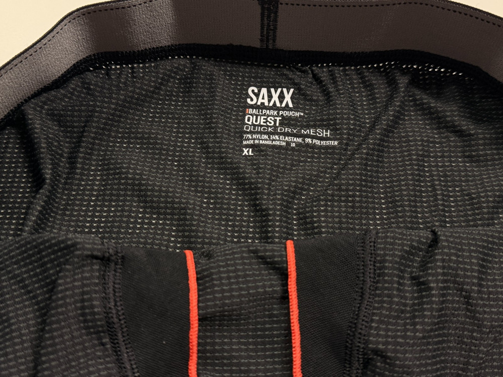SAXX Quest Quick Dry Mesh - Cooling Fabric - XL - Black