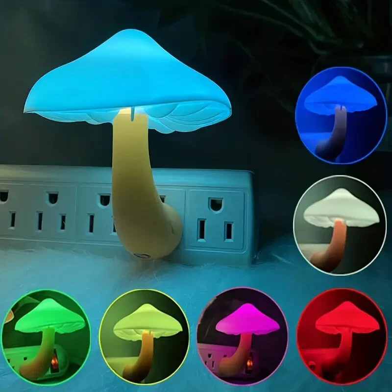 Mushroom Night Light - Changes to 7 Colors, Mushroom Light, Automatic Turn On