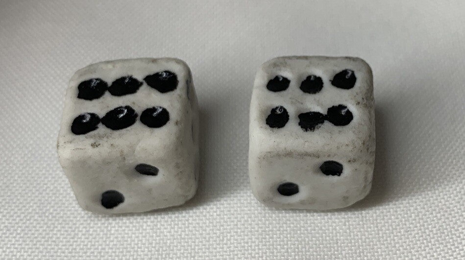 Vintage Handmade Stone Marble Dice Made In Japan