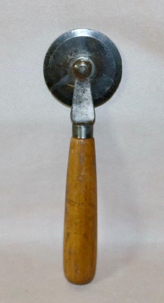 Fabric Cutting Tool 2” Diameter Wood Handle - Vintage