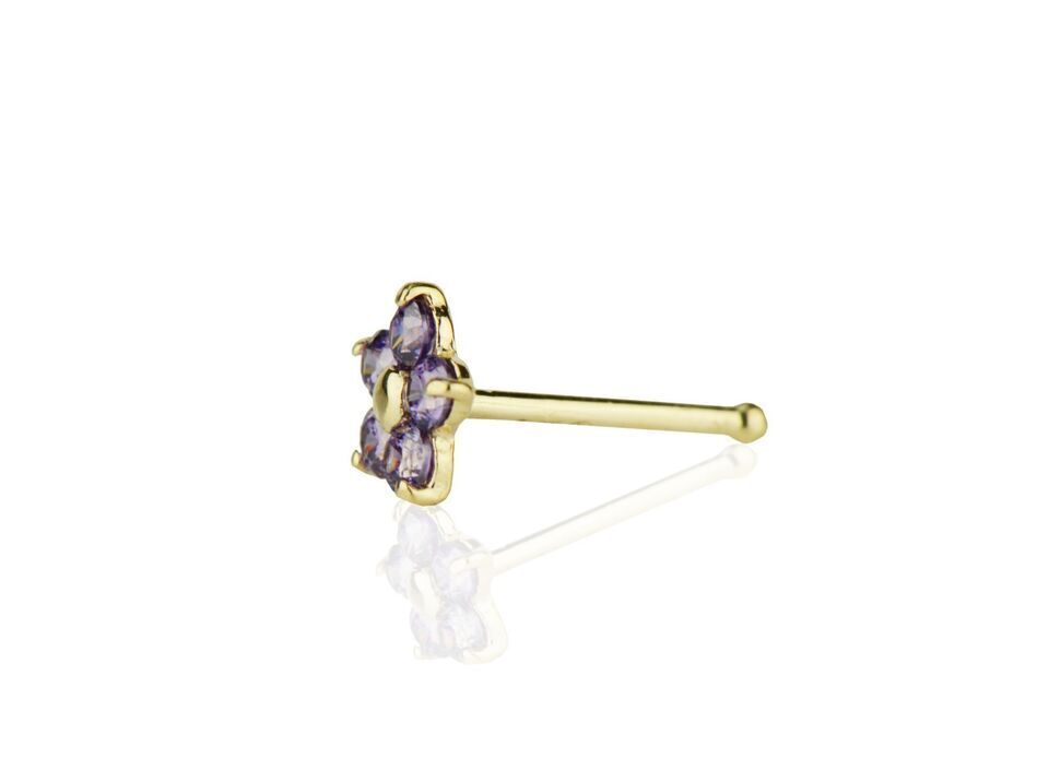 14k Yellow Gold Flower Nose Piercing Stud