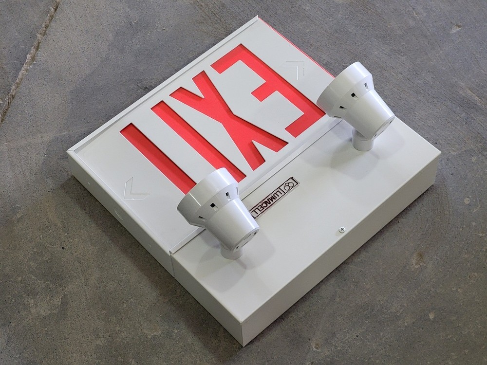 LUMACELL Emergency Exit Metal Combination Unit w/ Lights 10LMCE2MT9W