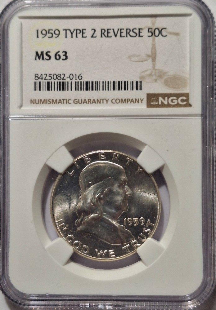 1959 Type 2 Reverse Franklin Half Dollar NGC MS 63